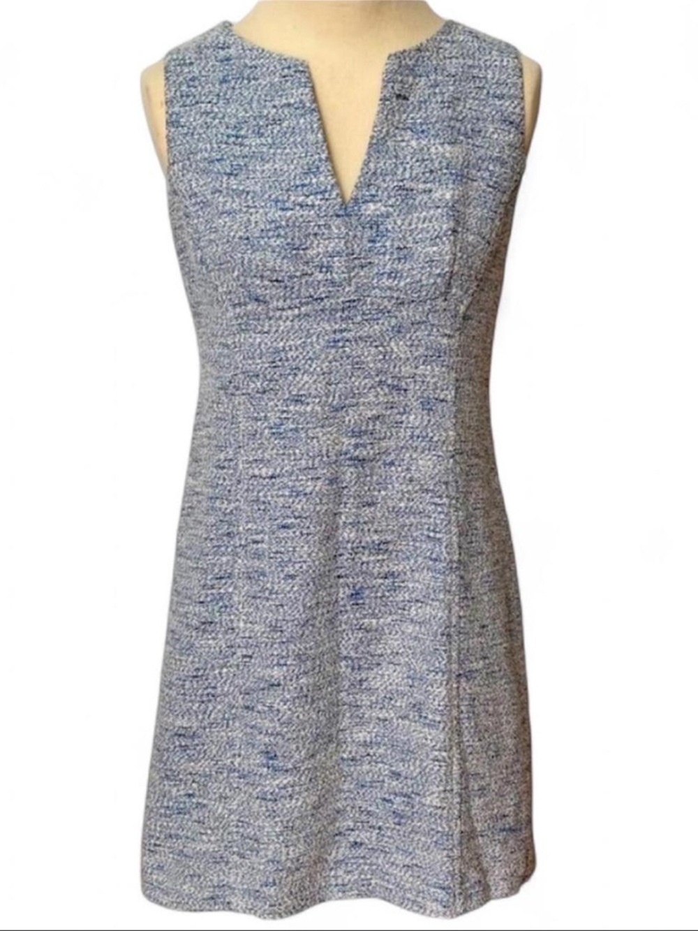 NANETTE LEPORE IVORY/SKY BLUE SHIFT DRESS FULLY LINED SZ 2